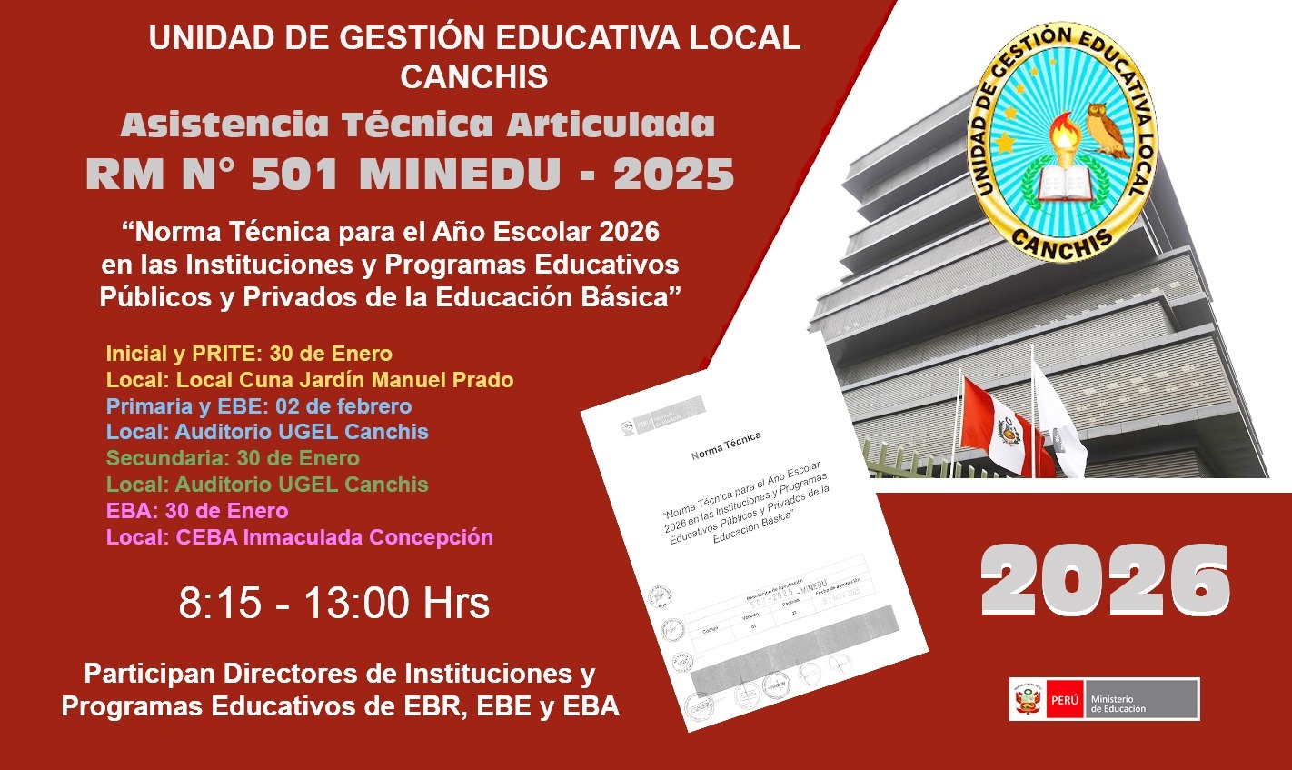 Convoca a Jornada Asistencia Técnica NT- Año Escolar - 2026 (RM N° 501-2025-MINEDU).